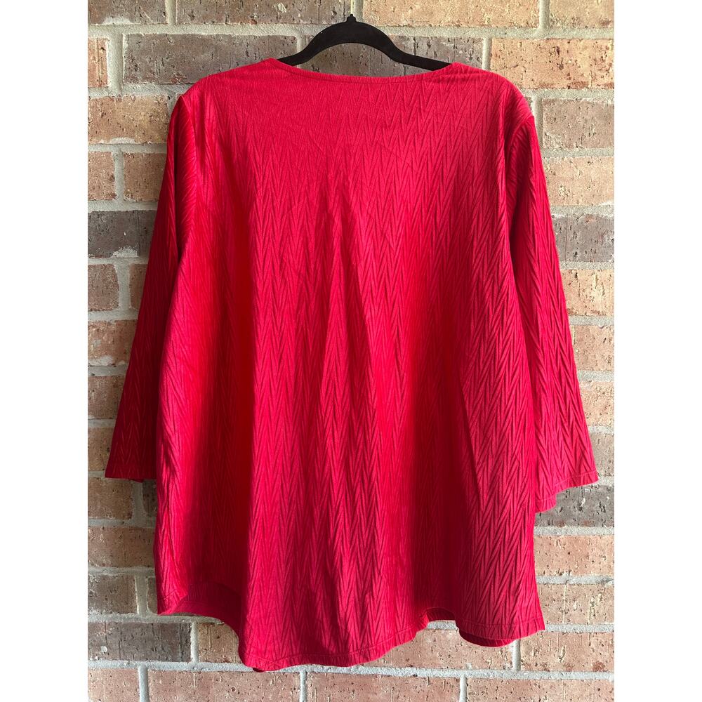 Allison Daley Women's Red Spilt V-Neck 3/4 Sleeve Velvet Soft Blouse Size 3X NWT - Picture 2 of 4